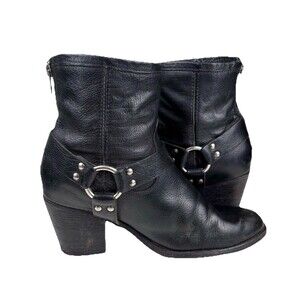 Frye Women’s Western 9 1/2 Black Leather Tabitha Harness Short Ankle Boots